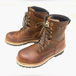 MESABI MEN'S 8inWATERPROOF LEATHER SAFETY TOE PUNCTURE RESISTANT LOGGER BOOT sz8